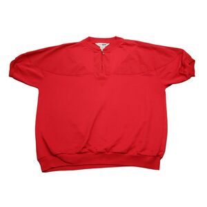 Idle Time Sweatshirt Womens L Red Short Sleeve Crew Neck Zip Knitted Top